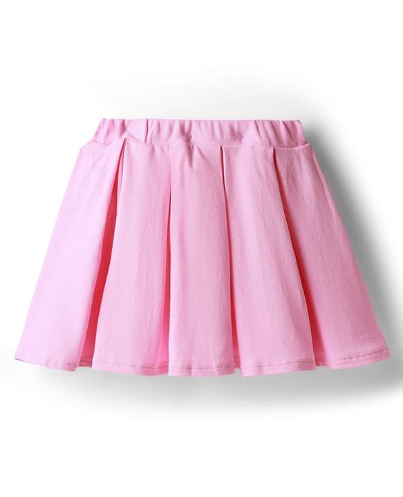 Babyhug Single Jersey Knit Half Sleeves Polo Top & Skirt Set With Heart Print - Pink