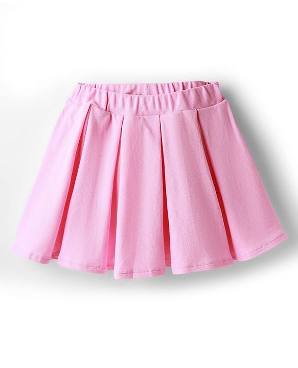 Babyhug Single Jersey Knit Half Sleeves Polo Top & Skirt Set With Heart Print - Pink