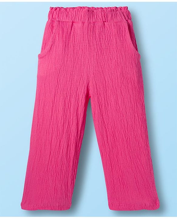 Babyhug Single Jersey Knit Full Sleeves Top & Pant Set with Floral Embroidery - White & Pink