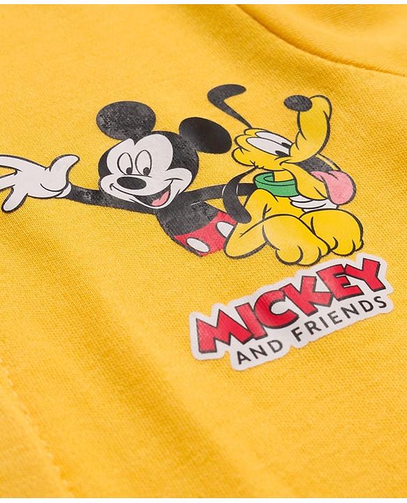 Babyhug Disney Interlock Knit Full Sleeves Sleepsuit With Mickey & Friends Print Pack Of 2 - Yellow & White