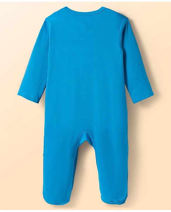 Babyhug Disney Interlock Knit Full Sleeves Footed Sleepsuit With Jungle Book Graphics Pack of 2 - Blue & White