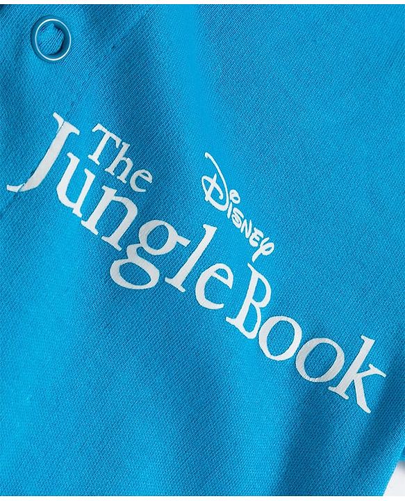 Babyhug Disney Interlock Knit Full Sleeves Footed Sleepsuit With Jungle Book Graphics Pack of 2 - Blue & White