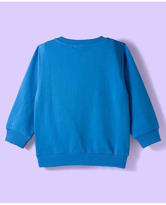 Babyhug Cotton Knit Full Sleeves Sweatshirts With Skateboarding Print Pack of 2 - Blue & White