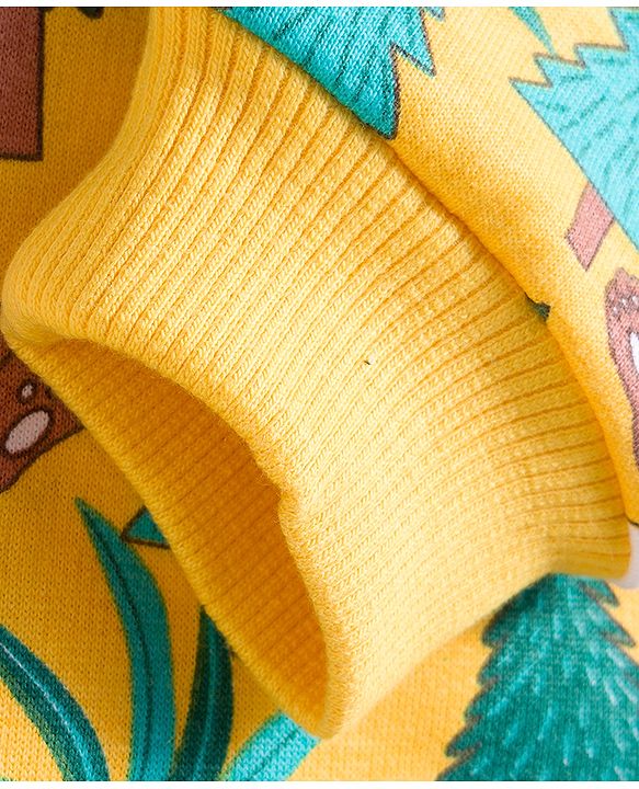 Babyhug Cotton Knit Full Sleeves Sweatshirts With Teddy Bear Graphics Pack of 2 - Yellow & Navy Blue