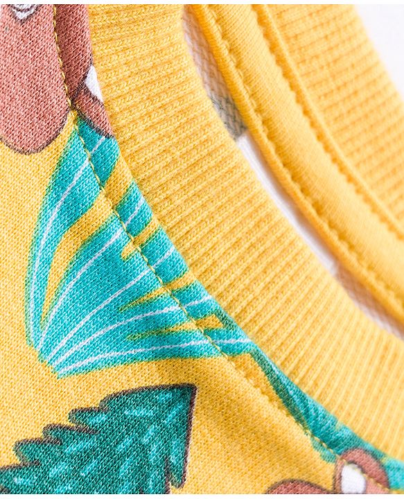 Babyhug Cotton Knit Full Sleeves Sweatshirts With Teddy Bear Graphics Pack of 2 - Yellow & Navy Blue