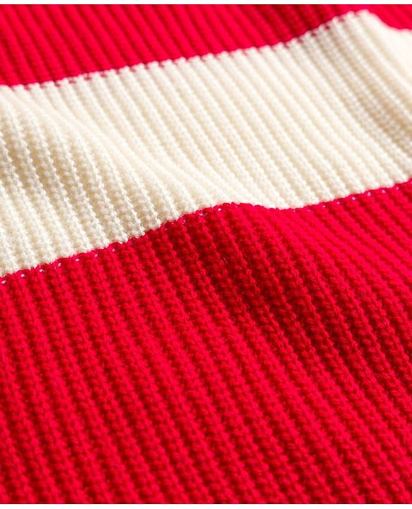 Pine Kids Knit Full Sleeves Pullover Turtle Neck Sweater with Stripe Design - Red & White