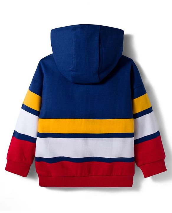 Babyhug Cotton Knit Full Sleeves Hooded Sweatshirt With Text Embroidery - Navy Blue