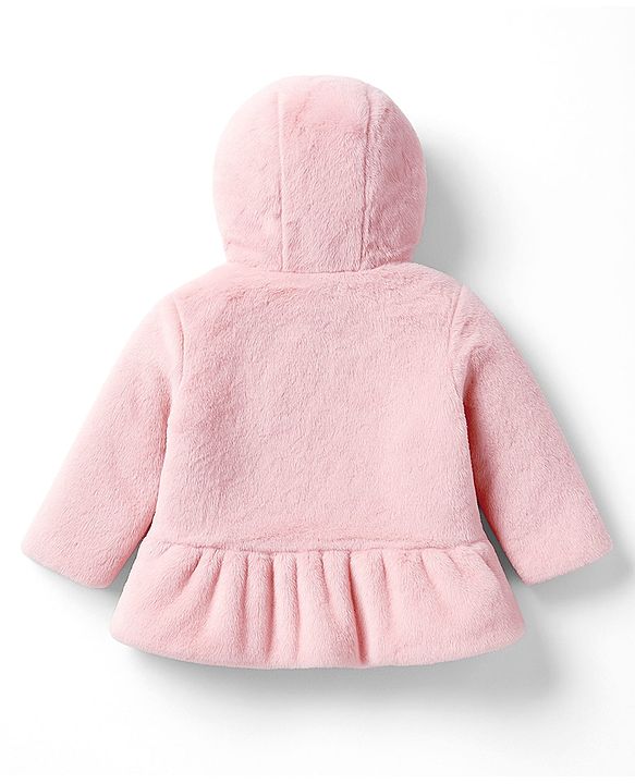 Babyhug Woven Full Sleeves Hoodie Winter Jacket With Bunny & Ear Applique - Pink