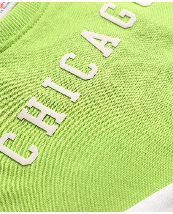 Babyhug Cotton Knit Full Sleeves Sweatshirt With Chicago Graphics - Multicolor