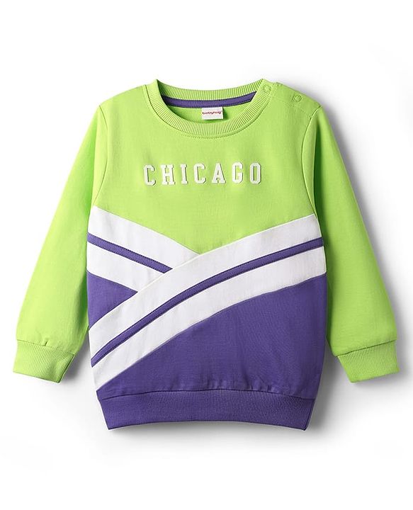 Babyhug Cotton Knit Full Sleeves Sweatshirt With Chicago Graphics - Multicolor