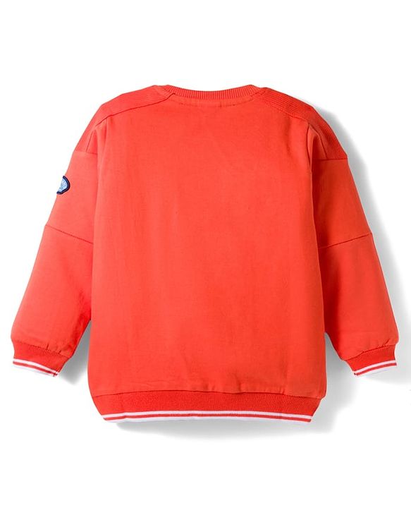 Babyhug Cotton Knit Full Sleeves Sweatshirt with Text Patches Detailing - Red