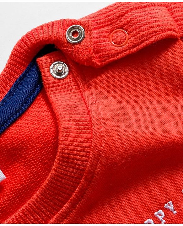 Babyhug Cotton Knit Full Sleeves Sweatshirt with Text Patches Detailing - Red