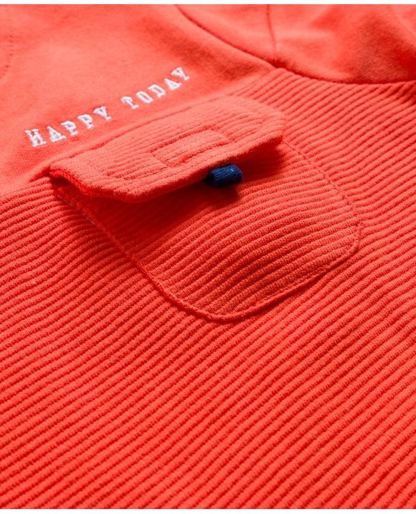 Babyhug Cotton Knit Full Sleeves Sweatshirt with Text Patches Detailing - Red