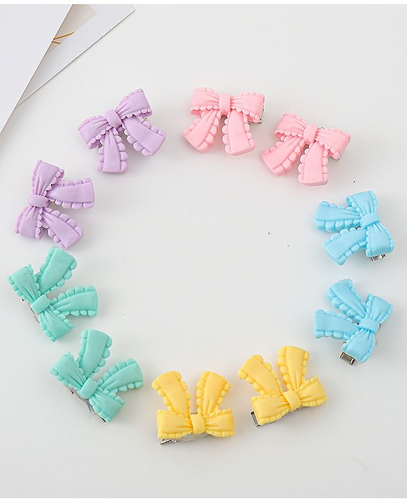 Babyhug Hair Pins And Clips With Bow Design - Multicolor