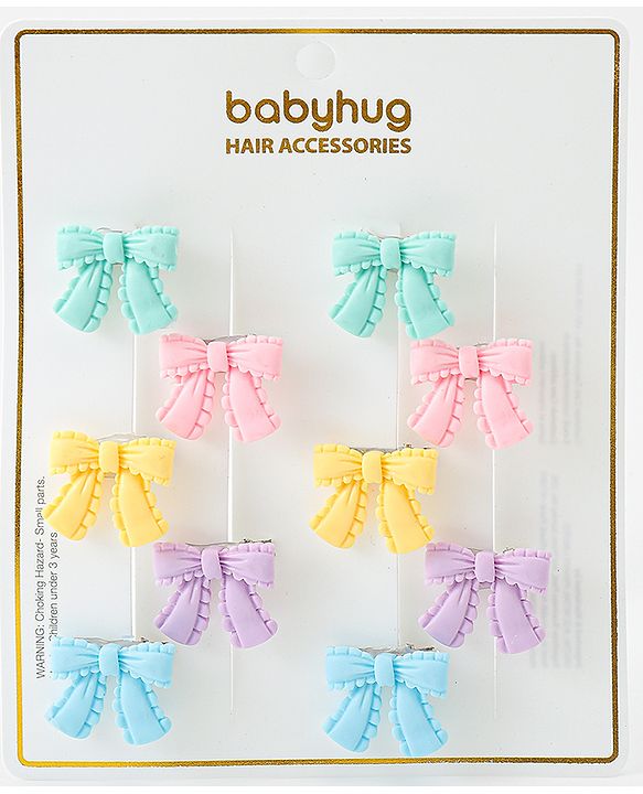 Babyhug Hair Pins And Clips With Bow Design - Multicolor