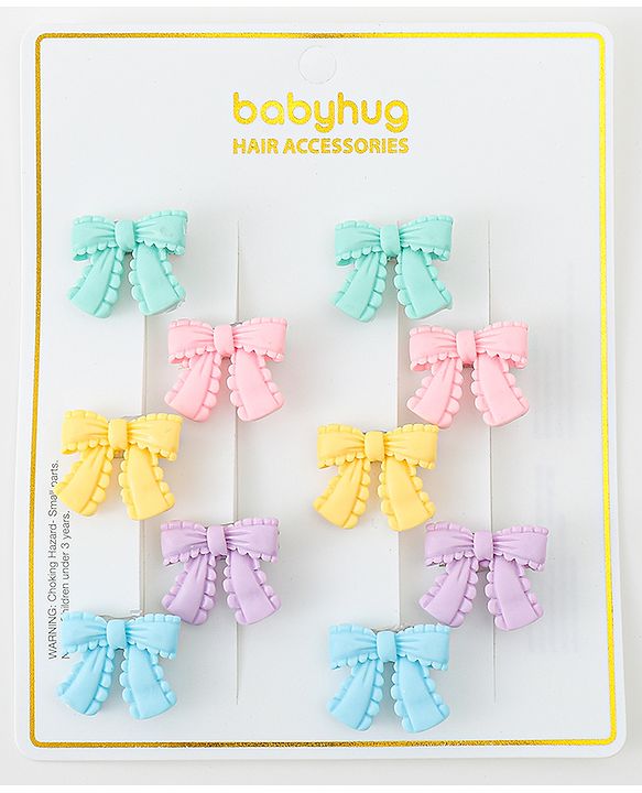 Babyhug Hair Pins And Clips With Bow Design - Multicolor