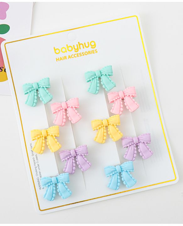 Babyhug Hair Pins And Clips With Bow Design - Multicolor