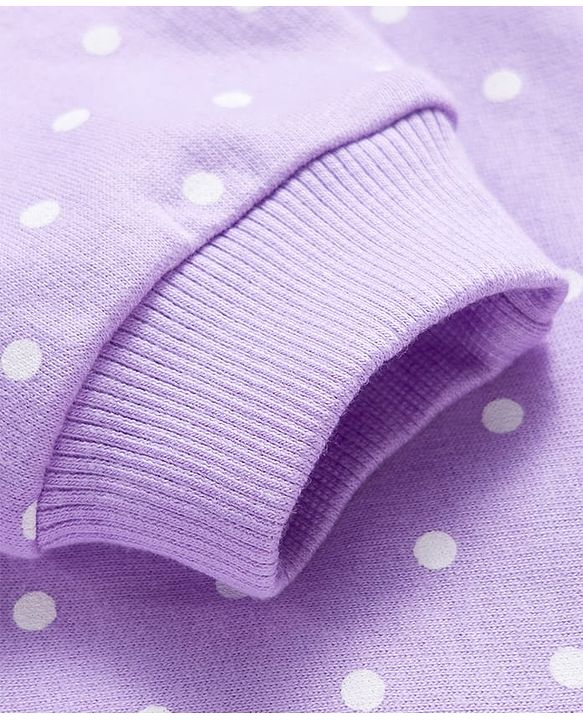 Babyhug Cotton Knit Full Sleeves Co-ords Night Suit With Polka Dot Print - Lavender