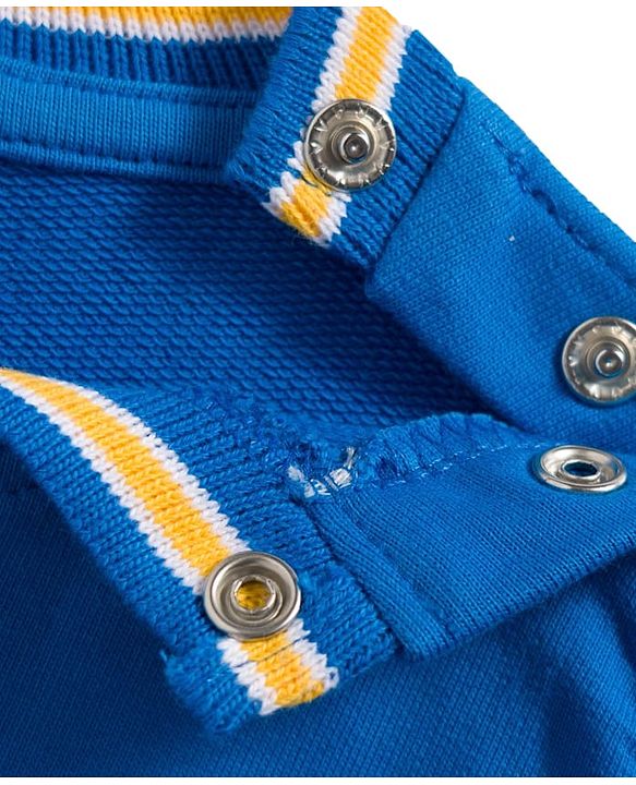 Babyhug Cotton Knit Full Sleeves Sweatshirt With Text Print & Teddy Bear Patch - Blue
