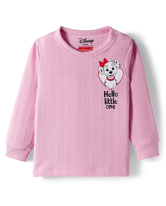 Babyhug Disney Full Sleeves Thermal Vest With 101 Dalmatians Graphic - Pink