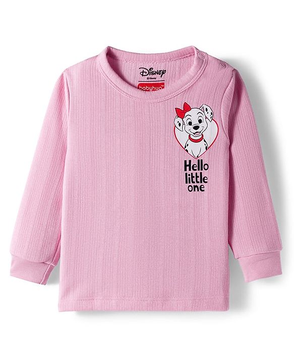 Babyhug Disney Full Sleeves Thermal Vest With 101 Dalmatians Graphic - Pink