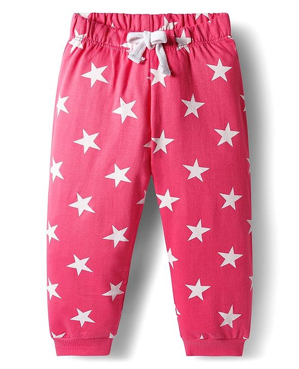 Babyhug Cotton Knit Full Sleeves Co-ords Nigth Suit with Star Print - Pink