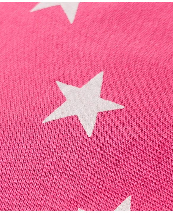 Babyhug Cotton Knit Full Sleeves Co-ords Nigth Suit with Star Print - Pink