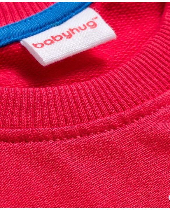 Babyhug Cotton Knit Full Sleeves Sweatshirt With Tiger Graphics - Red