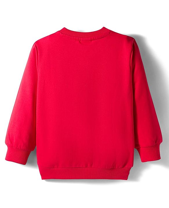 Babyhug Cotton Knit Full Sleeves Sweatshirt With Tiger Graphics - Red