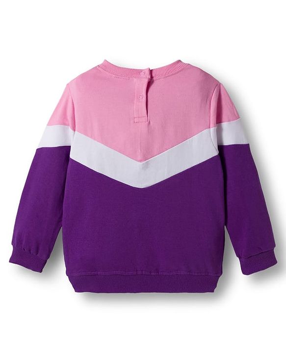 Babyhug Knit Premium Light Gauge Terry Full Sleeves  Top and Joggers Set With Cut & Sew Detailing & Awesome Text Print - Purple & Pink