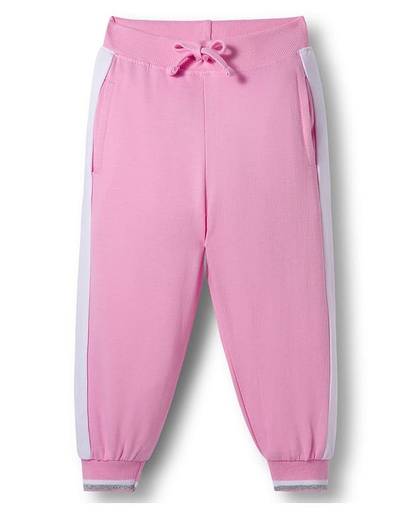 Babyhug Knit Premium Light Gauge Terry Full Sleeves Hooded Top & Joggers Set With Text Print - Pink