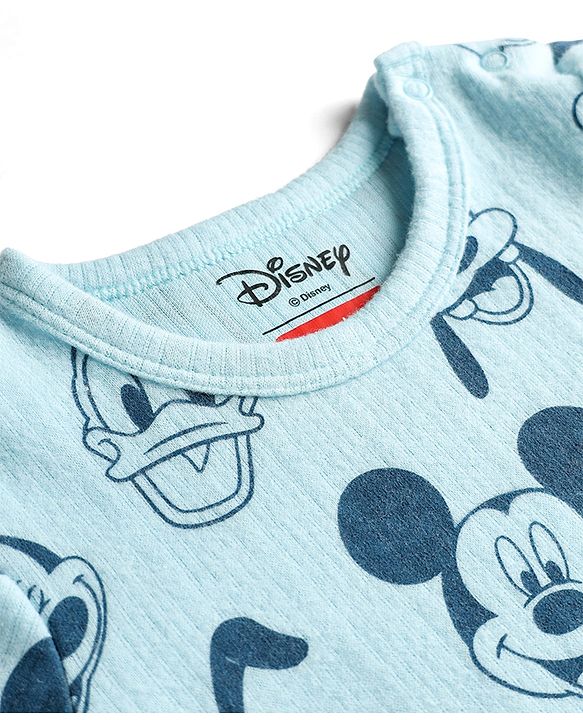 Babyhug Disney Full Sleeves Thermal Vest With Mickey & Friends Print - Blue