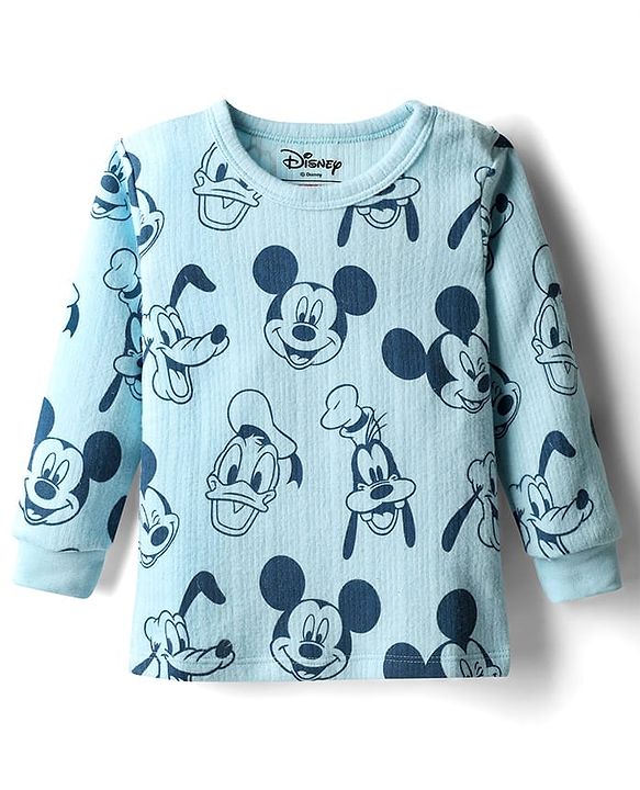Babyhug Disney Full Sleeves Thermal Vest With Mickey & Friends Print - Blue