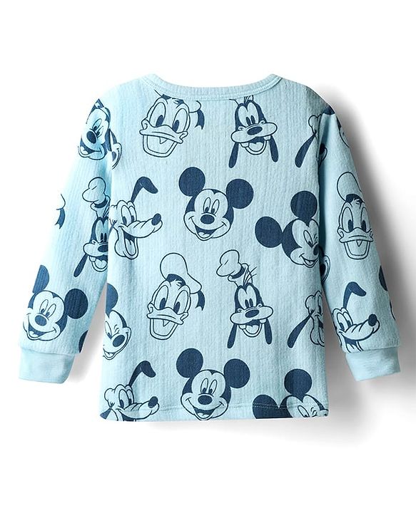 Babyhug Disney Full Sleeves Thermal Vest With Mickey & Friends Print - Blue