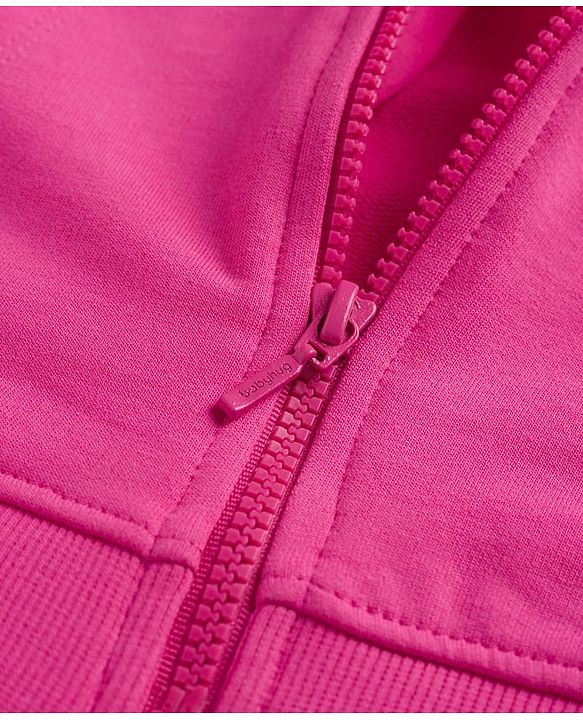 Babyhug 100% Cotton Terry Knit Full Sleeves Sweatshirt Jacket Inner Top & Pant Set with Bow Applique - Pink & White