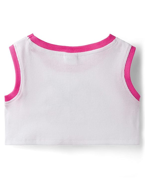 Babyhug 100% Cotton Terry Knit Full Sleeves Sweatshirt Jacket Inner Top & Pant Set with Bow Applique - Pink & White