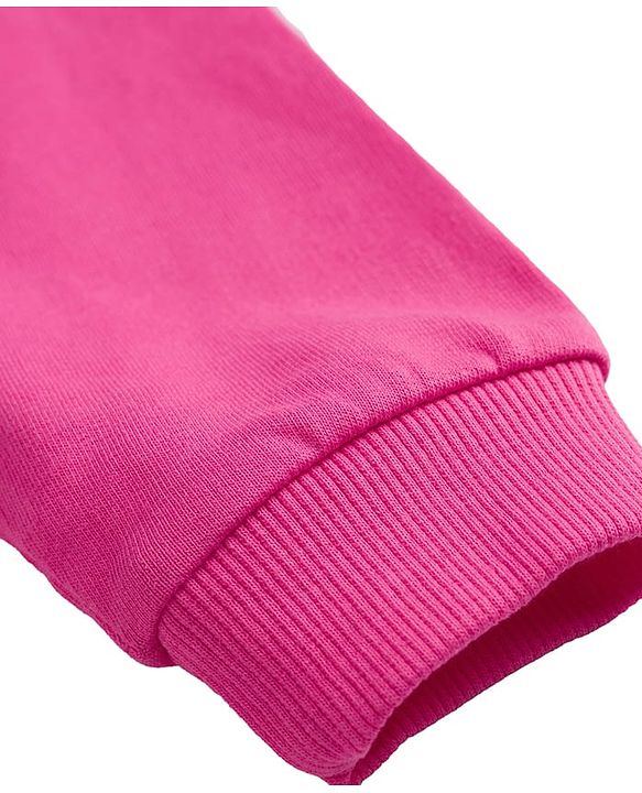 Babyhug 100% Cotton Terry Knit Full Sleeves Sweatshirt Jacket Inner Top & Pant Set with Bow Applique - Pink & White