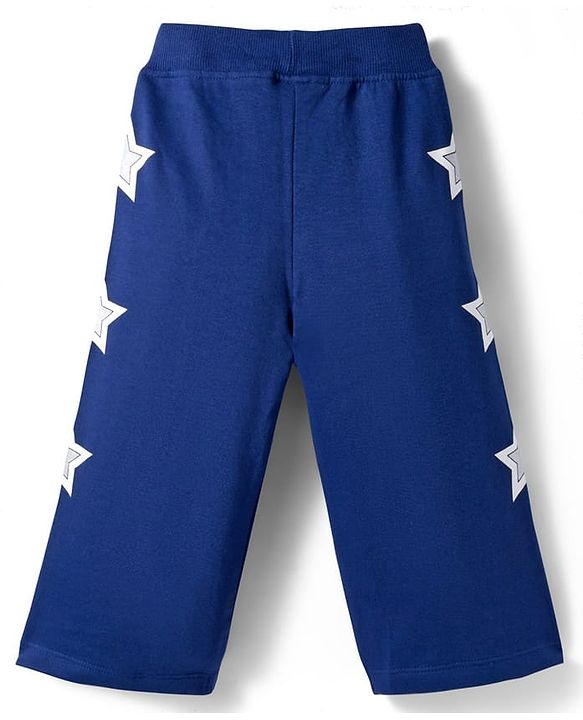 Babyhug Knit Premium Light Gauge Terry Full Sleeves Hooded Sweatjacket & Lounge Pant Set With Star Print - Pink & Navy Blue