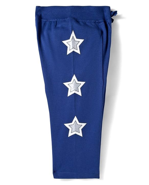 Babyhug Knit Premium Light Gauge Terry Full Sleeves Hooded Sweatjacket & Lounge Pant Set With Star Print - Pink & Navy Blue