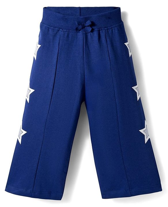 Babyhug Knit Premium Light Gauge Terry Full Sleeves Hooded Sweatjacket & Lounge Pant Set With Star Print - Pink & Navy Blue
