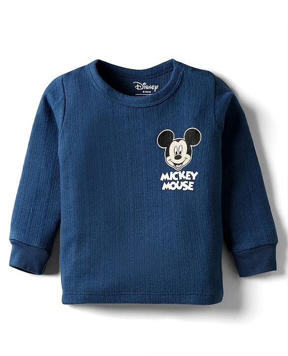 Babyhug Disney Full Sleeves Thermal Vest With Mickey Mouse Graphic - Navy Blue