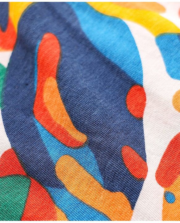 Babyhug Terry Knit Half Sleeves Co-ords Hooded Sweatshirt & Shorts Set with Tropical Theme Print - Multicolor