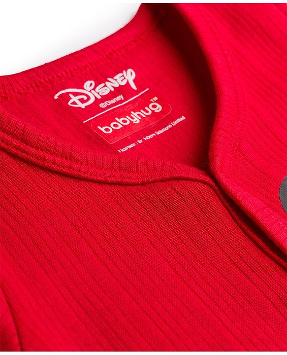 Babyhug Disney Full Sleeve Front Open Thermal Vest with Mickey Mouse Graphic - Red