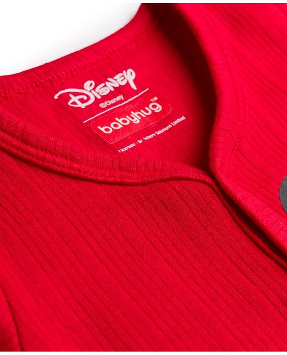 Babyhug Disney Full Sleeve Front Open Thermal Vest with Mickey Mouse Graphic - Red