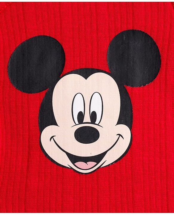 Babyhug Disney Full Sleeve Front Open Thermal Vest with Mickey Mouse Graphic - Red