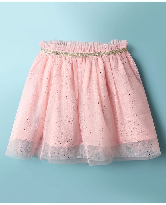 Babyhug Single Jersey Knit Frill Sleeves Top & Skirt Set with Floral Applique & Heart Embroidery - Pink & White
