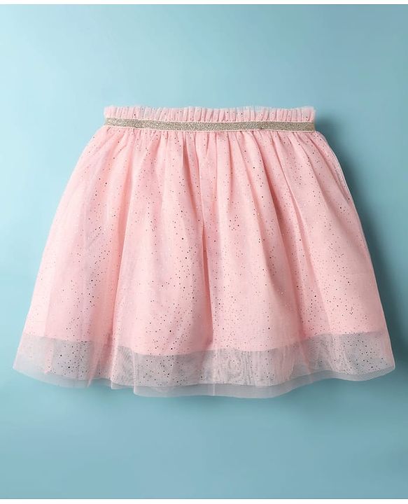 Babyhug Single Jersey Knit Frill Sleeves Top & Skirt Set with Floral Applique & Heart Embroidery - Pink & White