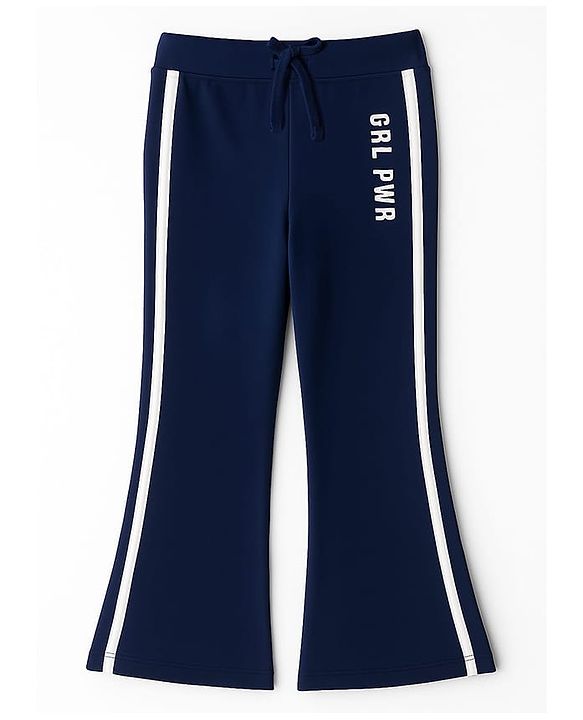 Babyhug 100% Cotton Terry Knit Half Sleeves Top & Track Pants Set with 98 Text Print - Navy Blue