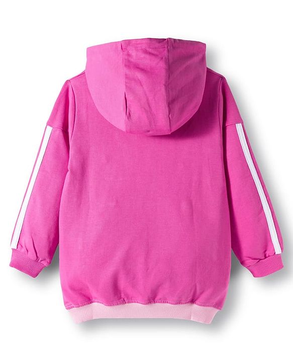 Babyhug Terry Knit Premium Light Gauge Terry Full Sleeves Hooded Top and Lounge Pant Set with Kangaroo Pockets & Fabulous Text Print - Pink