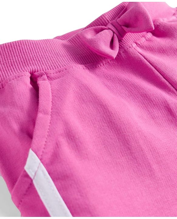 Babyhug Terry Knit Premium Light Gauge Terry Full Sleeves Hooded Top and Lounge Pant Set with Kangaroo Pockets & Fabulous Text Print - Pink
